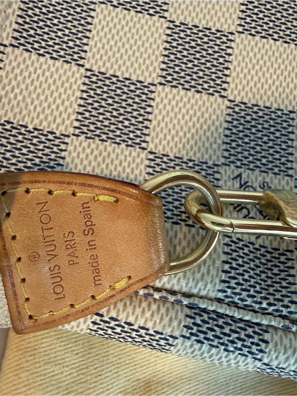 Louis Vuitton Damier Azur Wristlet in White and Beige with Tan Strap - Picture 12 of 15